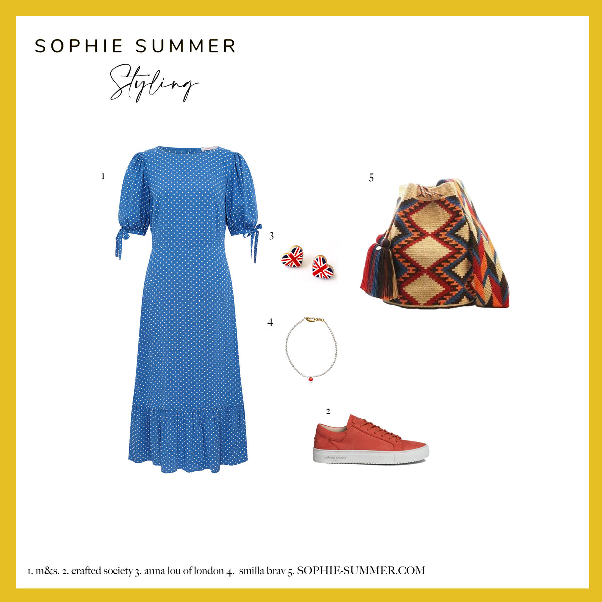 Jubillee styling board featuring the CHILA BAGS Topacio handwoven bucket bag